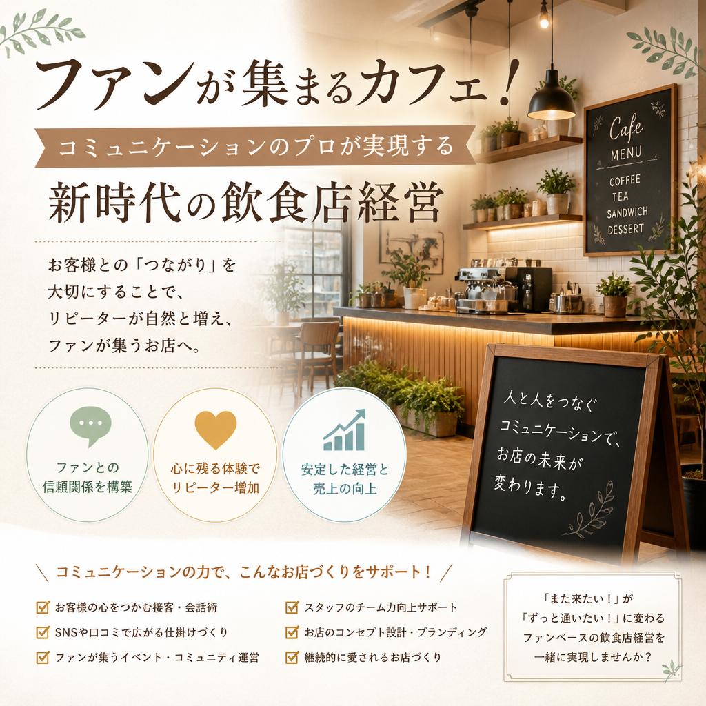 ファンが集まるカフェ！コミュニケーションのプロが実現する新時代の飲食店経営